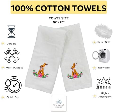 Luxurious Bunny Flower Hand Towels