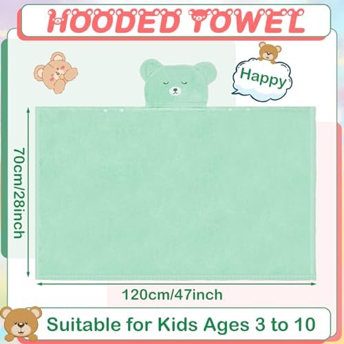 Size 28x47 Soft Absorbent Toddler Bath Towels with Bear Ears