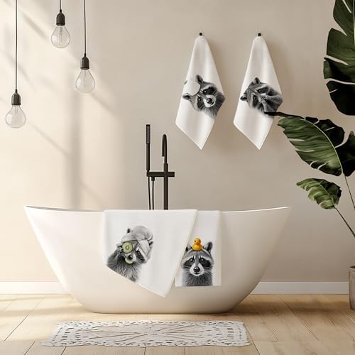 Nipi 125-XJ-MJ4 Smart Funny Raccoon Bathroom Towels Set of 4