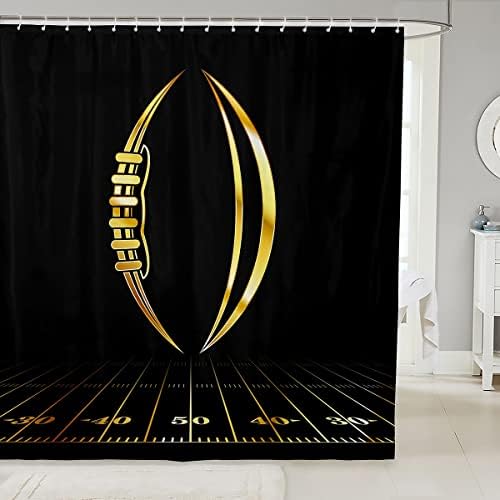 Feelyou Kids Football Bath Shower Curtain 72x72 Golden Black
