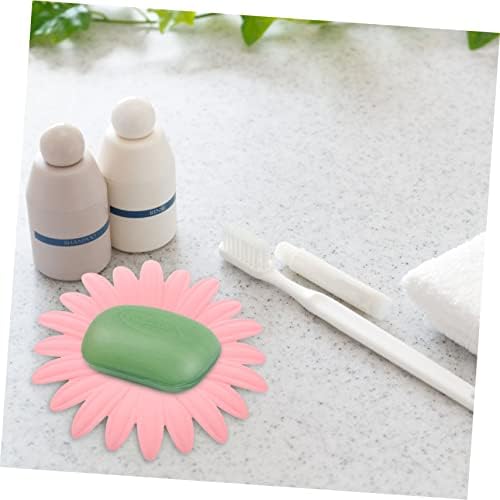 LIFKOME 4pcs Double Layer Daisy Soap Box with Drainage Storage