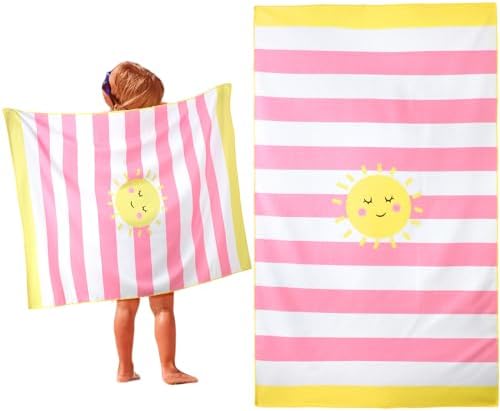 Cushy Beach Towels for Girls Boys Reusable Machine Washable Microfiber Fabric