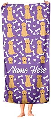 Personalized Corner Goldendoodle Pattern Beach and Bath Towels