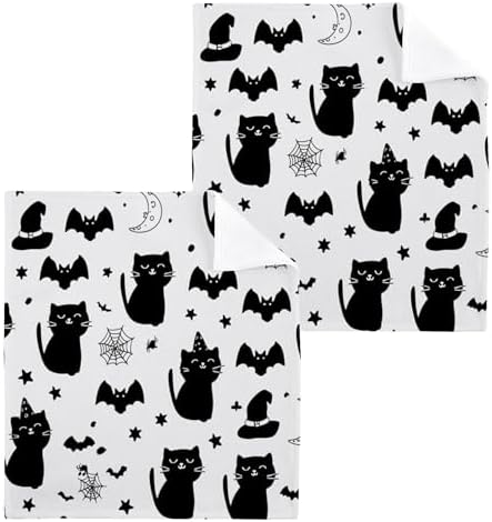 Burbuja Cats Bats Webs Cotton Washcloths Set of 2 1
