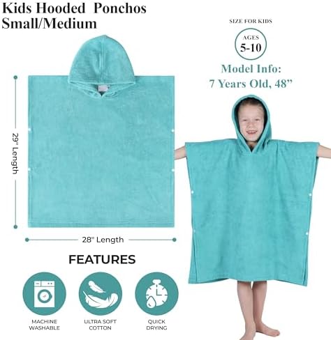 Superior Kids Cotton Terry Poncho Soft Absorbent Easy-Wear