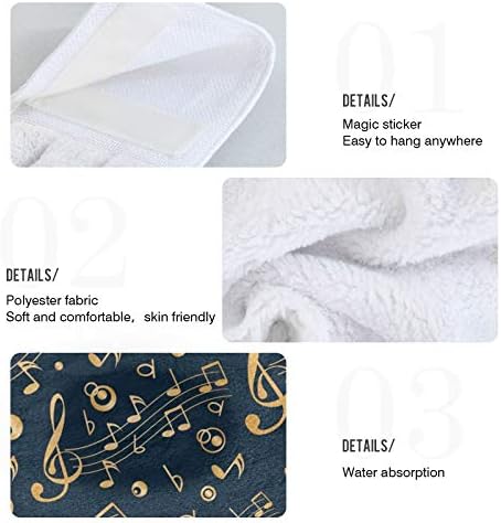 Visesunny 2-Piece Gold Musical Note Black Pattern Kitchen Towels