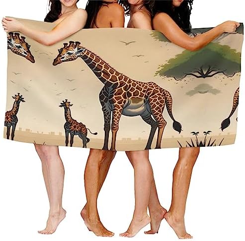 Giraffe Trendy Mother and Child Microfiber Bath Towel