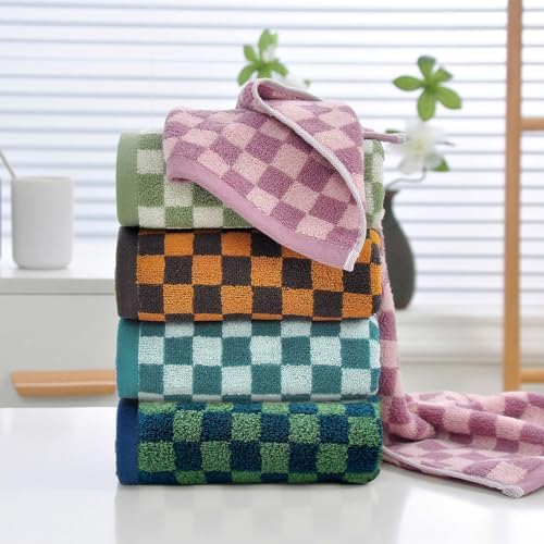 Stylifeo 5-Pack Soft Checkered Cotton Hand Towels 29x13 inches