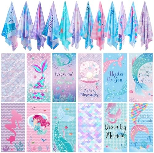 12 Mermaid Bath Towels Set