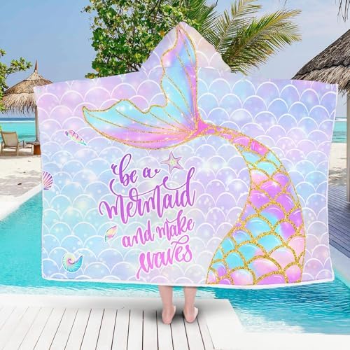FUTBU Mermaid Hooded Bath Towel for Kids