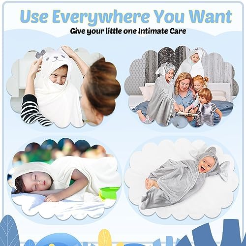 Fun Design 2-Piece Hooded Bath Towels for Kids 3-10 Years