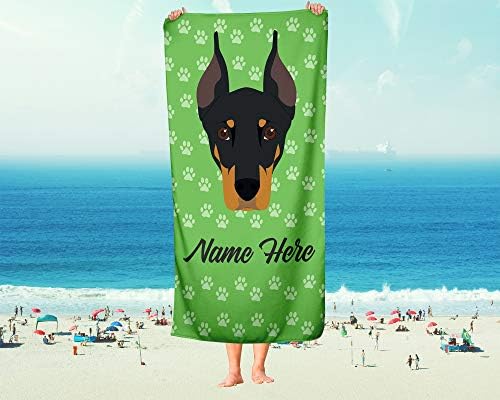 Personalized Corner Doberman Pinscher Bath Towels
