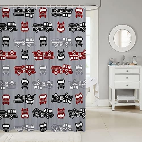 Erose 3D Fire Truck Bath Curtain