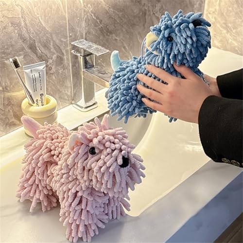 Shapeazy Cute Cartoon Dog Chenille Hand Towel for Home Kitchen