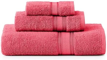LANE LINEN Luxury Bath Towels Set Vippered 3-Piece Solid Cotton Set
