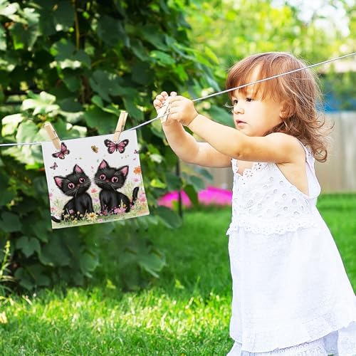 FJDENG Cat Washcloths 2 Pack Soft Cotton Towels