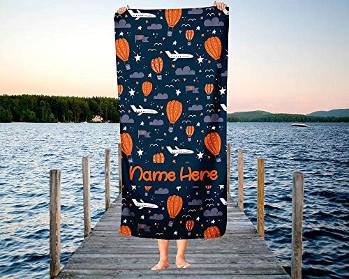 Extra Large Personalized Hot Air Balloon Towel for Kids
