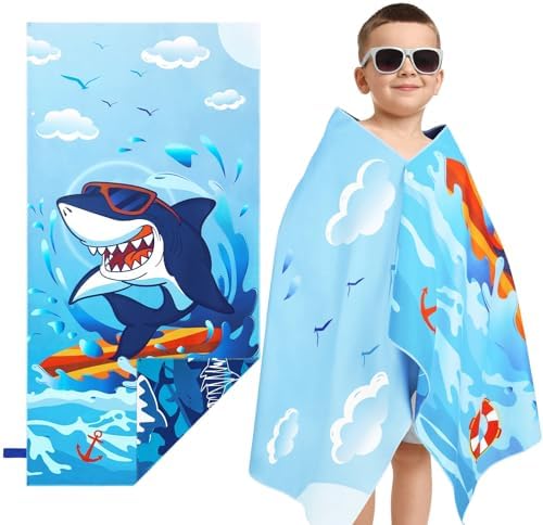 Shark Funemplikation Beach Towels for Kids Double-Sided 30 x 60