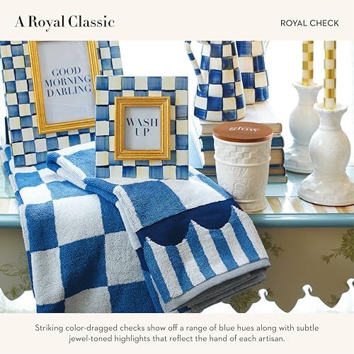MACKENZIE-CHILDS Hand Towel - Elegantly Simple Blue White Royal Check