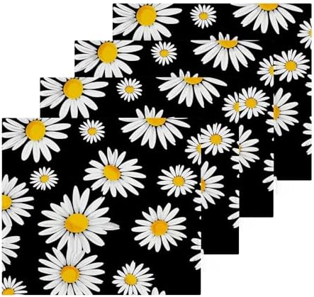 PYBUG White Daisies Pure Cotton Washcloths Set 2 Pack