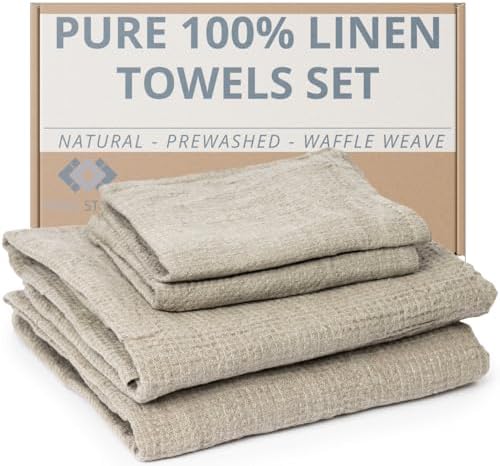 Premium 4-Piece 100 Flax Towels Set - Eco-Friendly Soft Durable