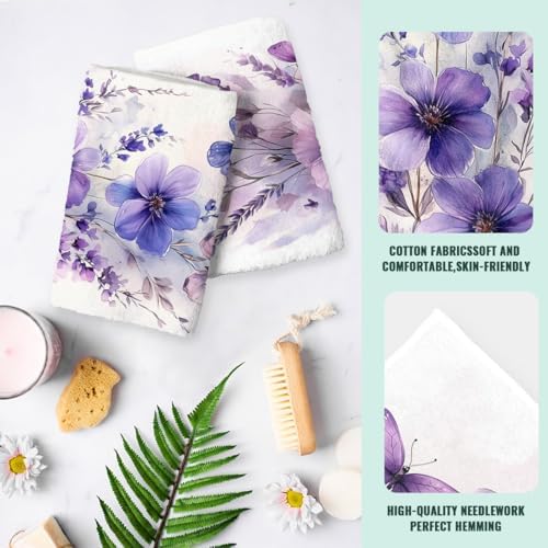 2-Piece Purple Butterfly Bath Towels