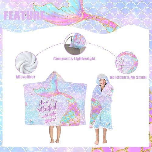 FUTBU Mermaid Hooded Bath Towel for Kids