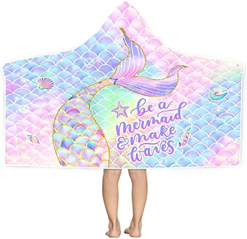 Bonsai Tree Mermaid Beach Towel Kids bath Hooded Poncho 30 x 50