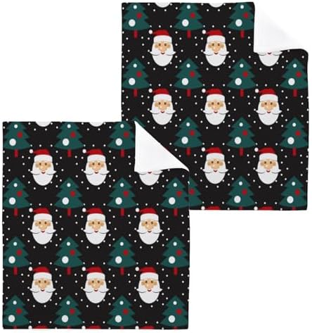 Christmas Santa Claus Soft Absorbent Washcloth Set - 2-Piece 12x12 inch