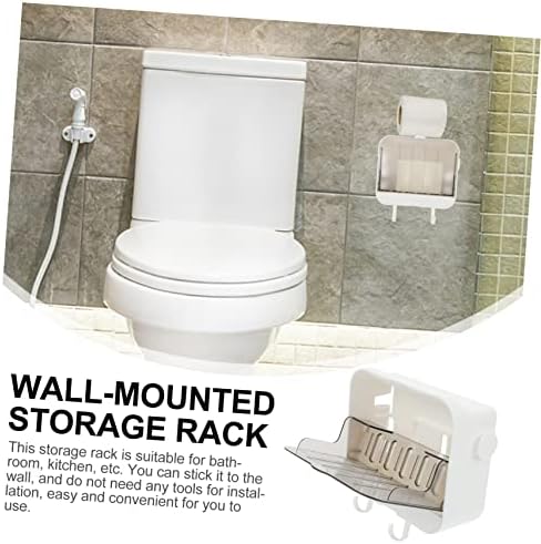 PRETYZOOM 2 Hooks Wall Mounted Dish Toiletry Storage Holder