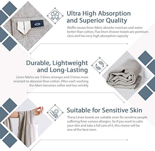 Premium 4-Piece 100 Flax Towels Set - Eco-Friendly Soft Durable