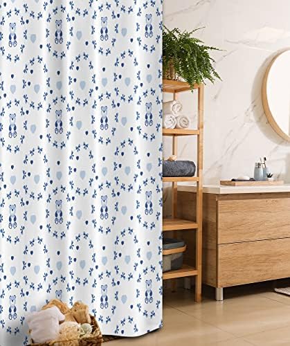 Unique Cartoon Stall Shower Curtain with Teddy Bears Hearts