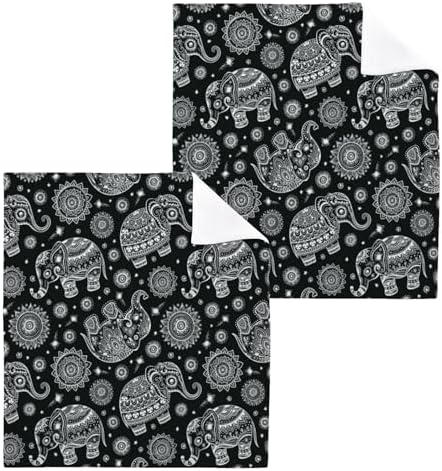 YETTASBIN Elephant Washcloths 2 Pack Soft Absorbent Cotton Face Towels