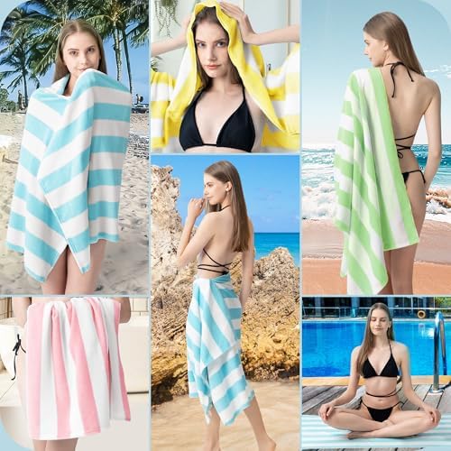Touchat 4-Piece Cabana Stripe Beach Towels