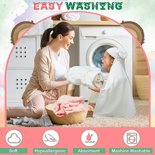 Size 28x47 Soft Absorbent Toddler Bath Towels with Bear Ears