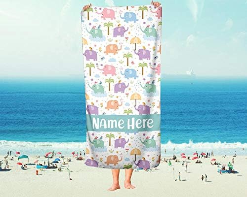 Personalized Corner Oversized Elephant Towel