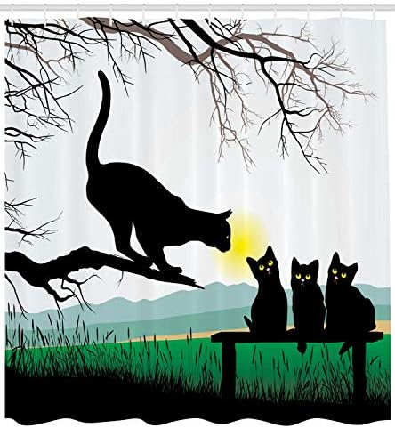 Ambesonne Cat Shower Curtain - Park Cats Fun Design 69x84