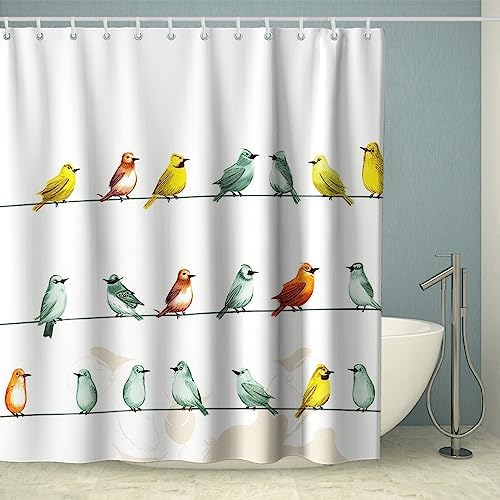 OTRANTO Many Cute Bird Shower Curtain for Kids