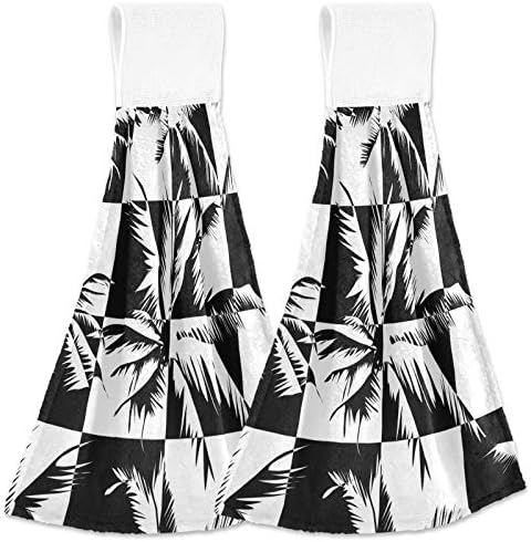 2 Pack Tropical Palm Tree Hand Towels