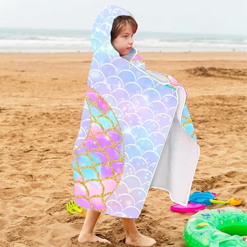 FUTBU Mermaid Hooded Bath Towel for Kids