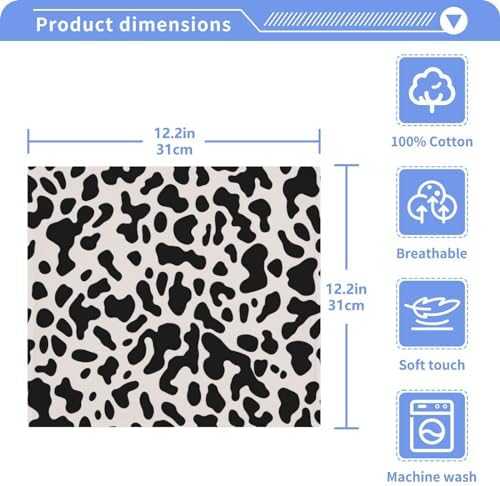 Cow Print Washcloths 2 Pack Soft Absorbent Baby Face Towels