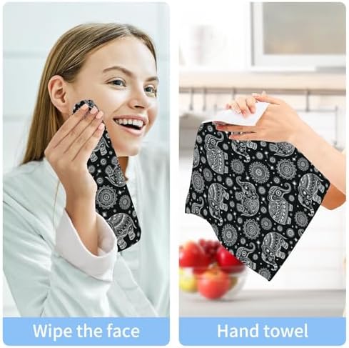 YETTASBIN Elephant Washcloths 2 Pack Soft Absorbent Cotton Face Towels