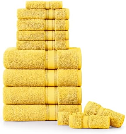 Luxury Bath Towels Set 12-Piece 100 Cotton with Zero Twist
