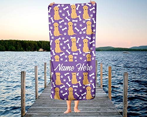 Personalized Corner Goldendoodle Pattern Beach and Bath Towels