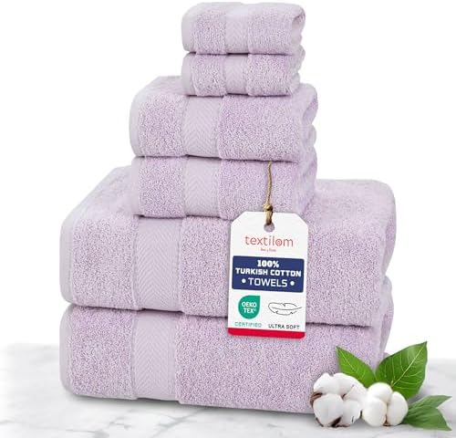 TEXTILOM 100 Turkish Cotton Bath Towel Set - Lilac