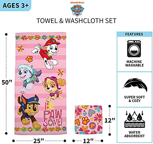 Franco Paw Patrol Girls Bath Towel Set 2 Piece
