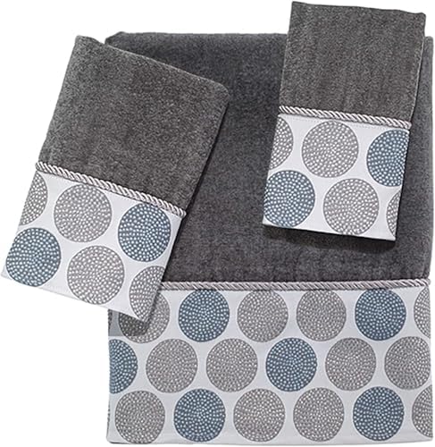 Avanti Linens - 3-Piece Towel Set Dotted Circles Collection Nickel