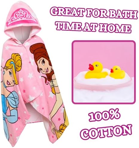 Disney Princess Hooded Towel - Premium Beach Cover Fast Dry Machine Washable