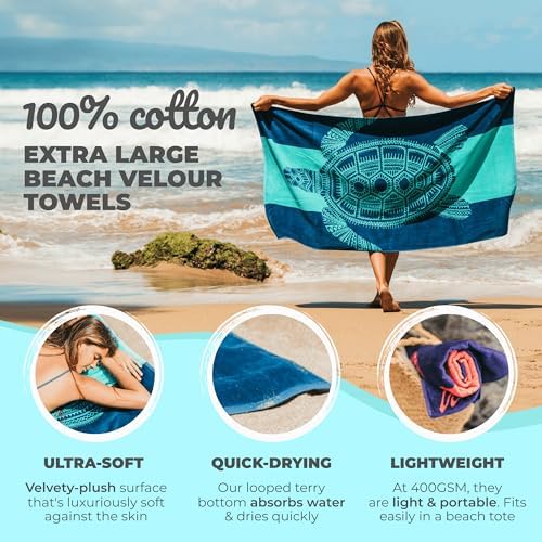 Nova Blue Extra Large Beach Towel with Unique Design