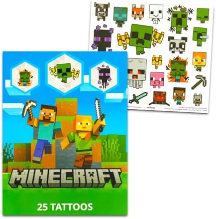 Minecraft Kids Bath Towels - Hooded Poncho Set with Tattoos